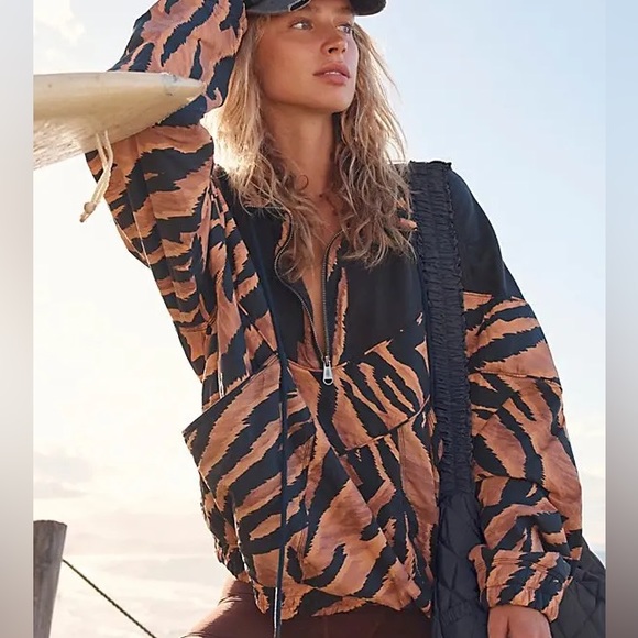 Free People Movement Walk The Line Fleece Jacket Animal Print - Picture 3 of 5
